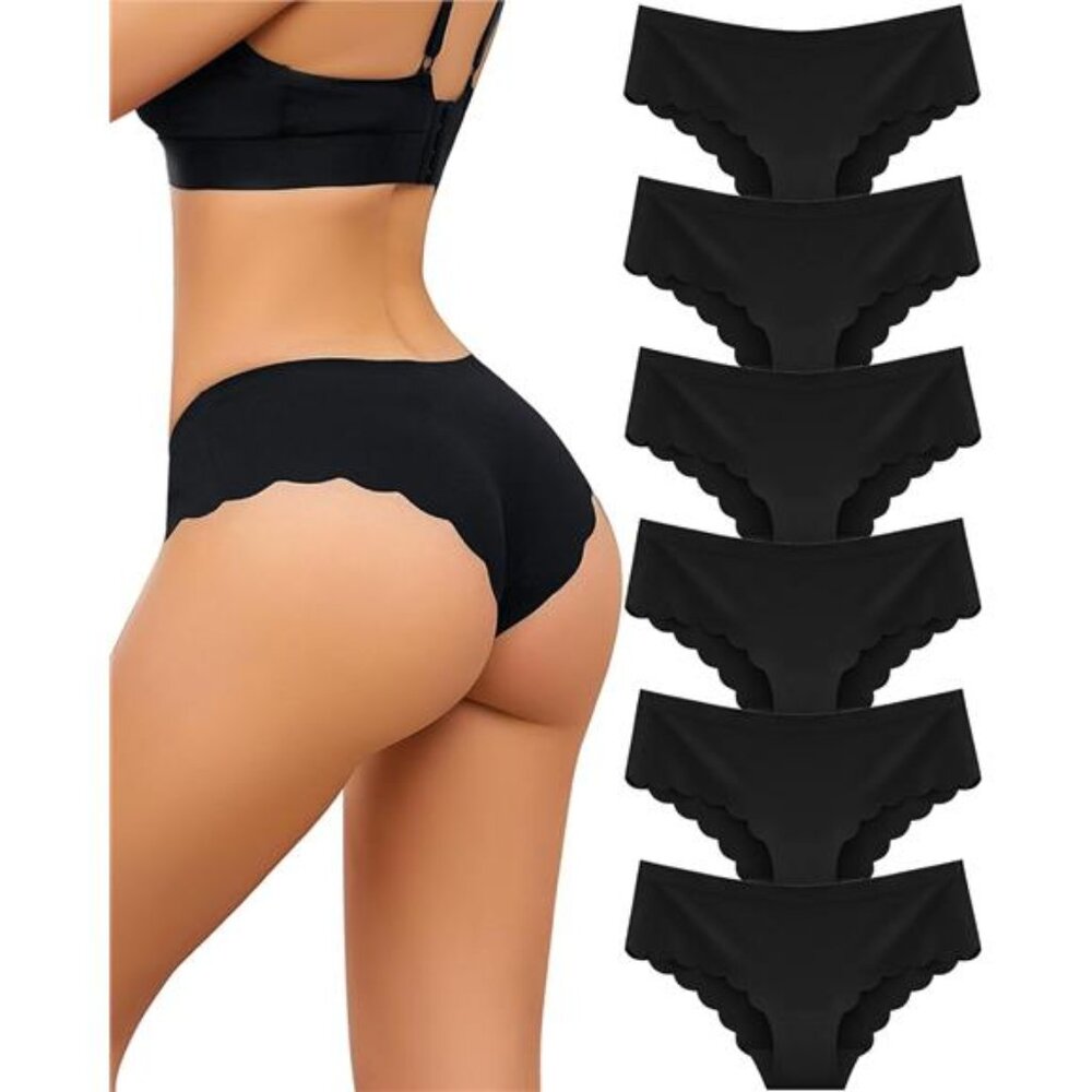 FINETOO 6 pack Seamless Underwear for Women Sexy Low Rise Hipster Wave Edge No